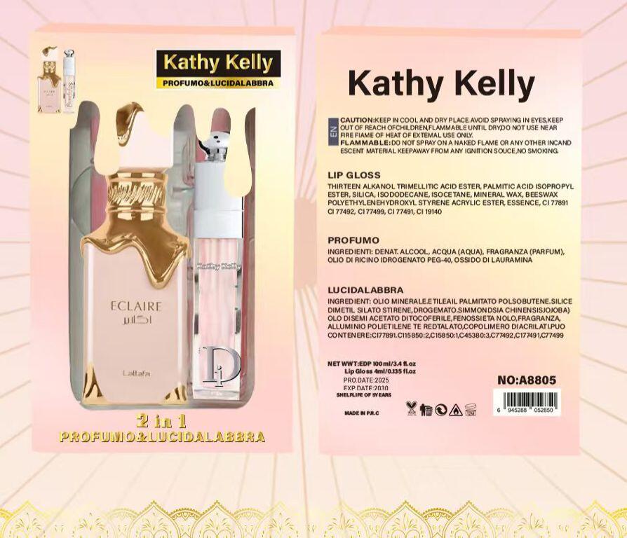 KATHY KELLY 2 IN 1 PROFUMO  + LUCIDALABBRA (Dupe Bianco latte) [Quantità minima è di 6 pezzi]