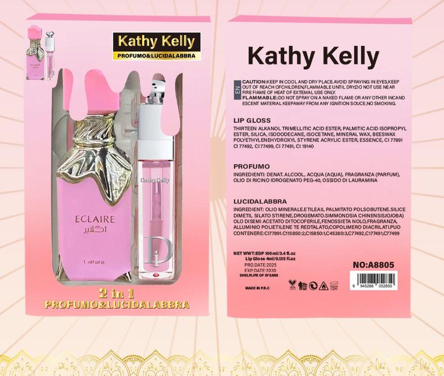 KATHY KELLY 2 IN 1 PROFUMO  + LUCIDALABBRA (Dupe Bianco latte) [Quantità minima è di 6 pezzi]