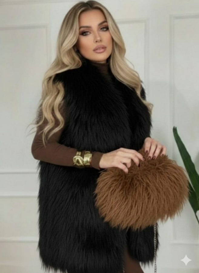 Pelliccia smanicato pelo lungo vari colori taglie S/M - L/XL