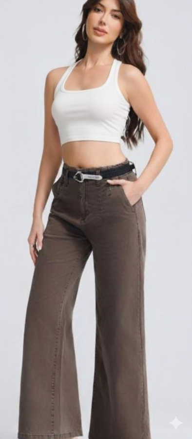 Jeans alta vita palazzo completo di cintuta vari colori taglie dalla XS alla XL