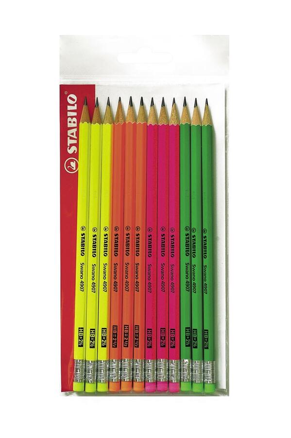 SCATOLA 12 Matite STABILO Swano Pastel / Fluo HB