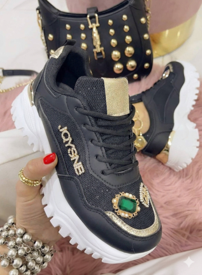 sneakers gioiello dal design moderno e decorato disponibile beige e nere numeri 36/41