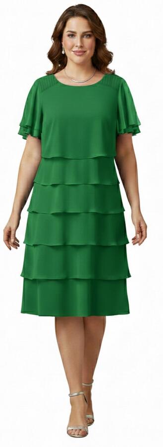 Abito taglia comoda a 6 balze in maglina tecnica elastica 4-0165