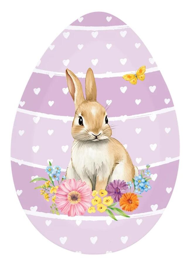 Easy Life - Vassoio Pasquale a Forma di Uovo in Porcellana 30×21 cm – 6 Decori Egg Hunt