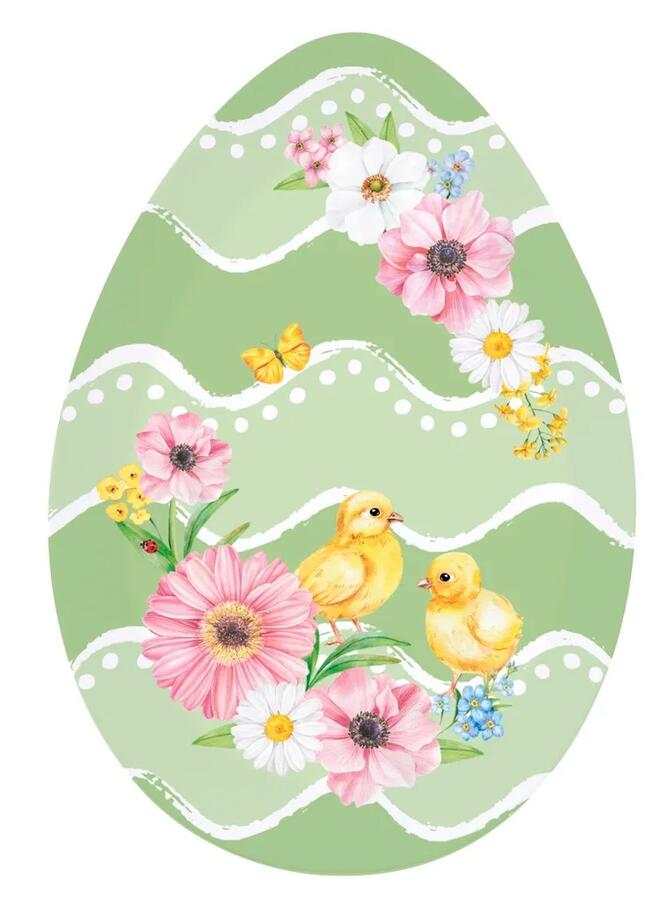 Easy Life - Vassoio Pasquale a Forma di Uovo in Porcellana 30×21 cm – 6 Decori Egg Hunt