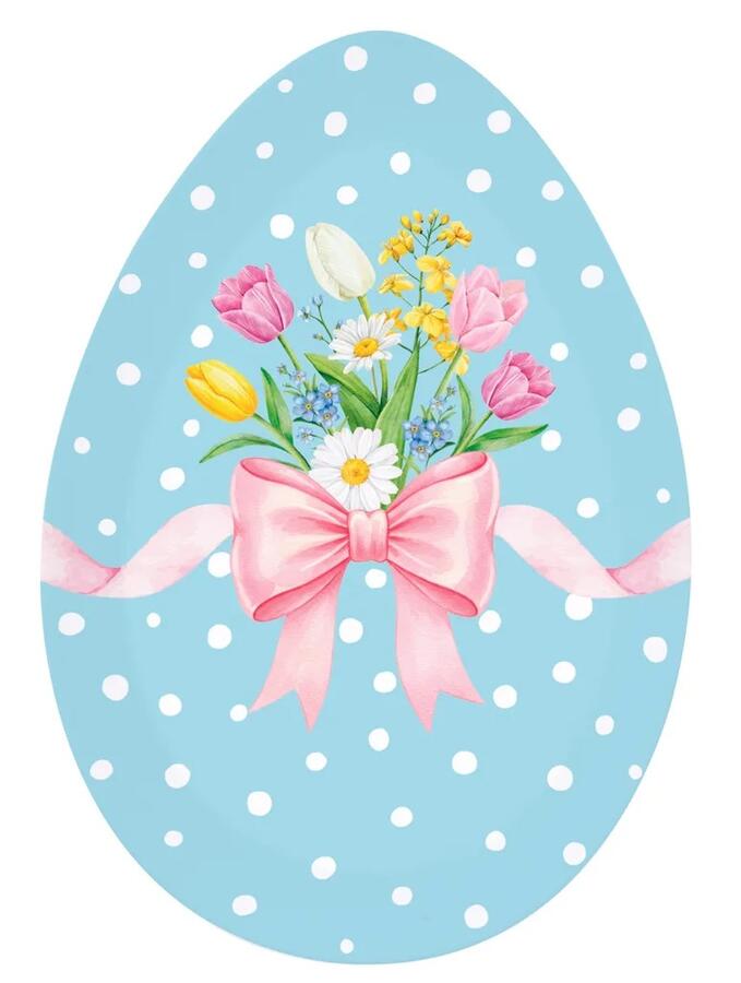 Easy Life - Vassoio Pasquale a Forma di Uovo in Porcellana 30×21 cm – 6 Decori Egg Hunt