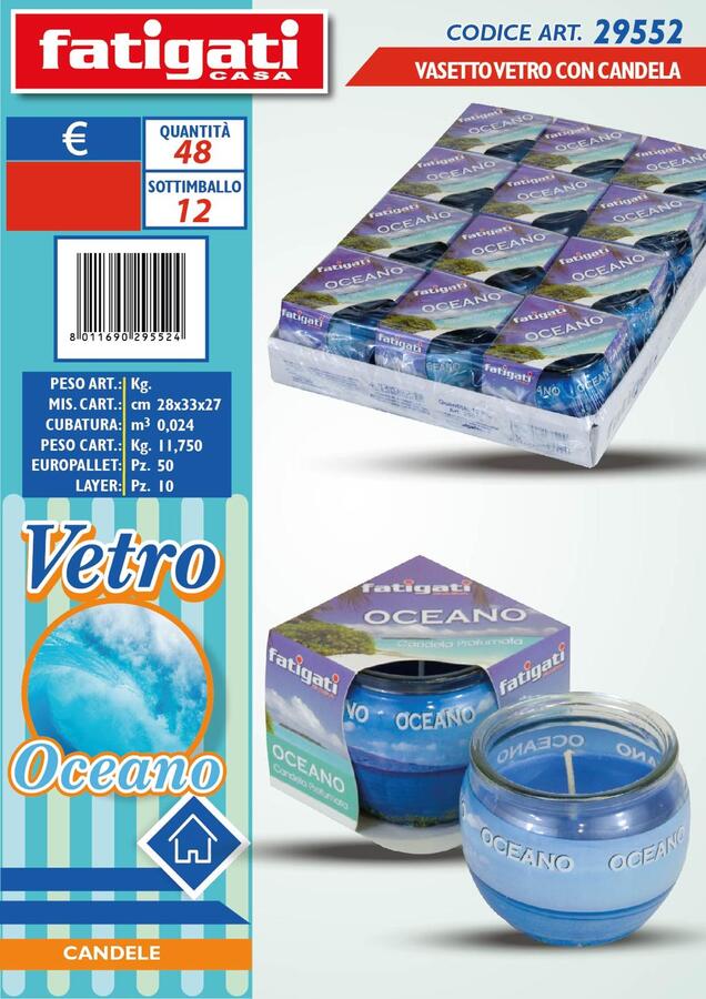 FATIGATI VASETTO VETRO CON CANDELA 
 [Conf.da 12 pezzi]