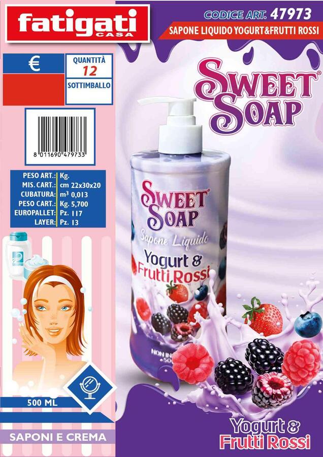 FATIGATI SWEET SOAP SAPONE LIQUIDO 500 ml
 [Quantità minima è di 12 pezzi]