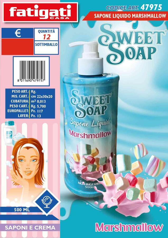 FATIGATI SWEET SOAP SAPONE LIQUIDO 500 ml
 [Quantità minima è di 12 pezzi]