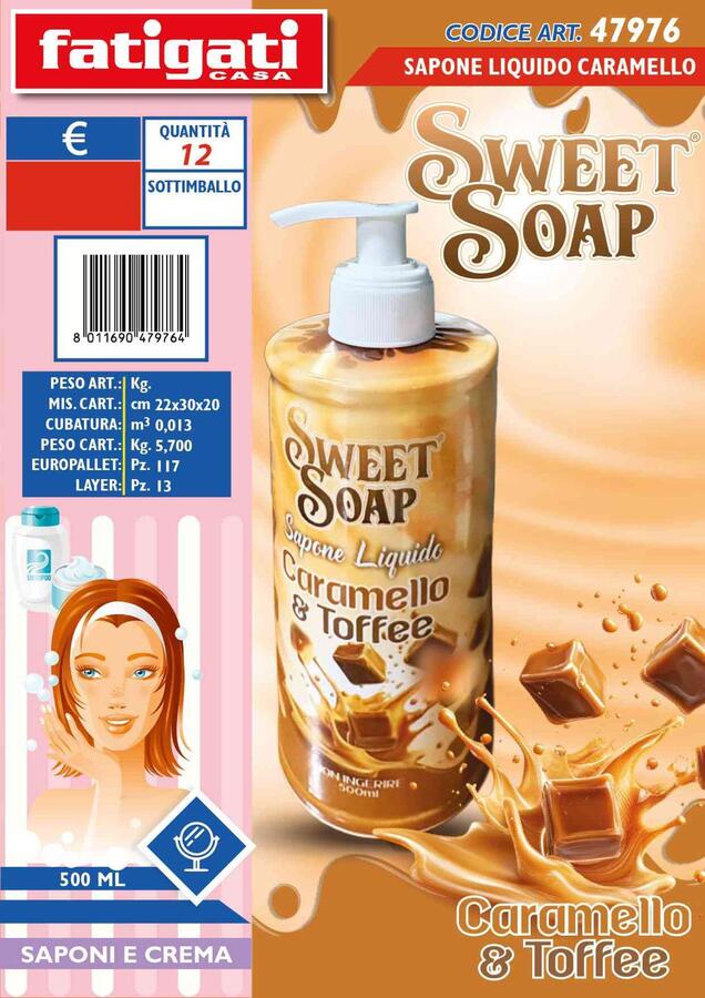 FATIGATI SWEET SOAP SAPONE LIQUIDO 500 ml
 [Quantità minima è di 12 pezzi]