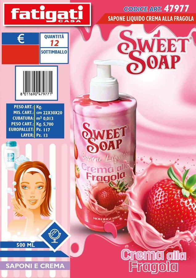 FATIGATI SWEET SOAP SAPONE LIQUIDO 500 ml
 [Quantità minima è di 12 pezzi]