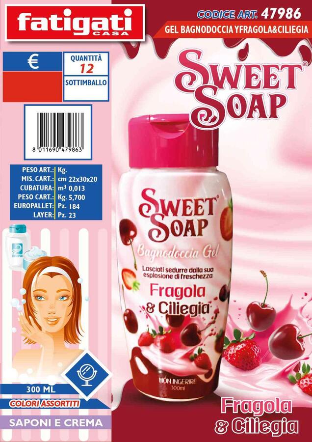 FATIGATI SWEET SOAP BAGNO DOCCIA GEL DA 300 ml
 [Quantità minima è di 12 pezzi]