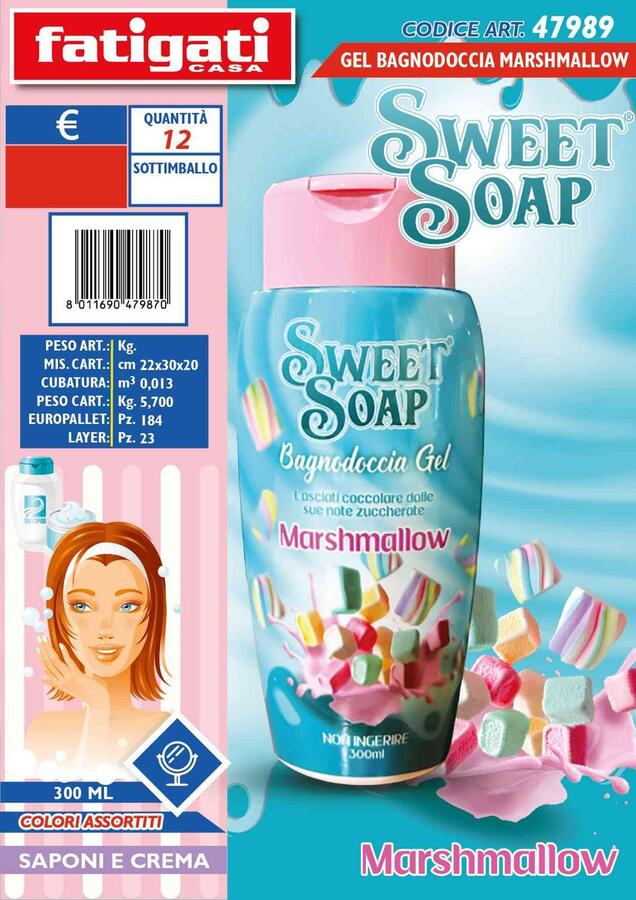 FATIGATI SWEET SOAP BAGNO DOCCIA GEL DA 300 ml
 [Quantità minima è di 12 pezzi]