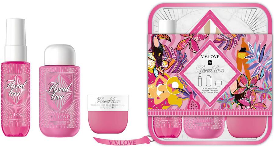 V.V.LOVE KIT ACQUA PROFUMATA DA 40 ml+SHOWER GEL DA 50 ml+CREMA CORPO DA 50 ml
 [Quantità minima è di 6 pezzi]