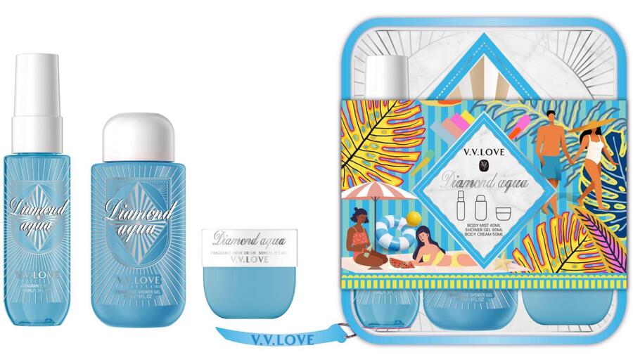 V.V.LOVE KIT ACQUA PROFUMATA DA 40 ml+SHOWER GEL DA 50 ml+CREMA CORPO DA 50 ml
 [Quantità minima è di 6 pezzi]