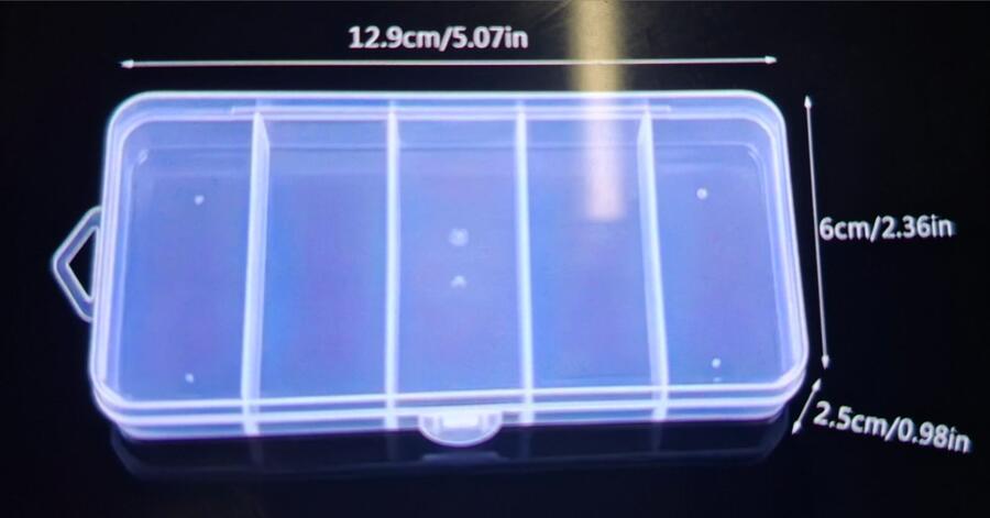 SCATOLA RICHIUDIBILE IN PLASTICA TRASPARENTE PORTA GETTI / POLVERIZZATORI / EMULSIONATORI / DADI / RANELLE