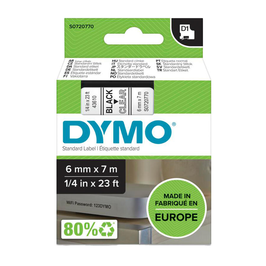 NASTRO DYMO TIPO D1 (6MMX7MT)