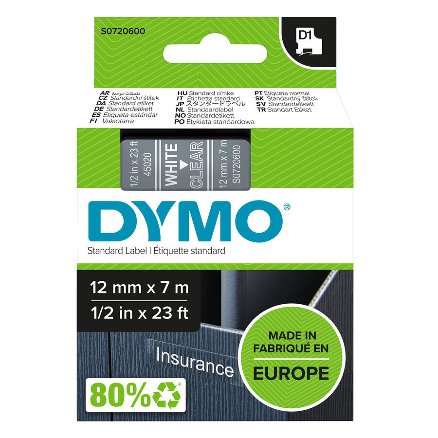 NASTRO DYMO TIPO D1 (12MMX7M)