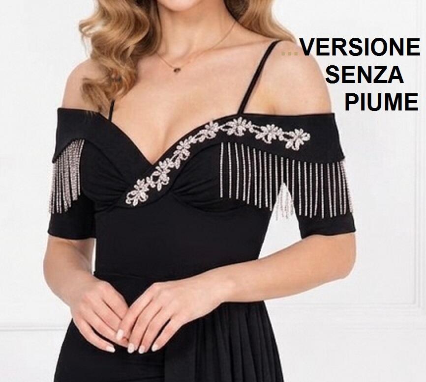 0982 Abito con spacco e pannello laterale con scollatura aperta a cuore