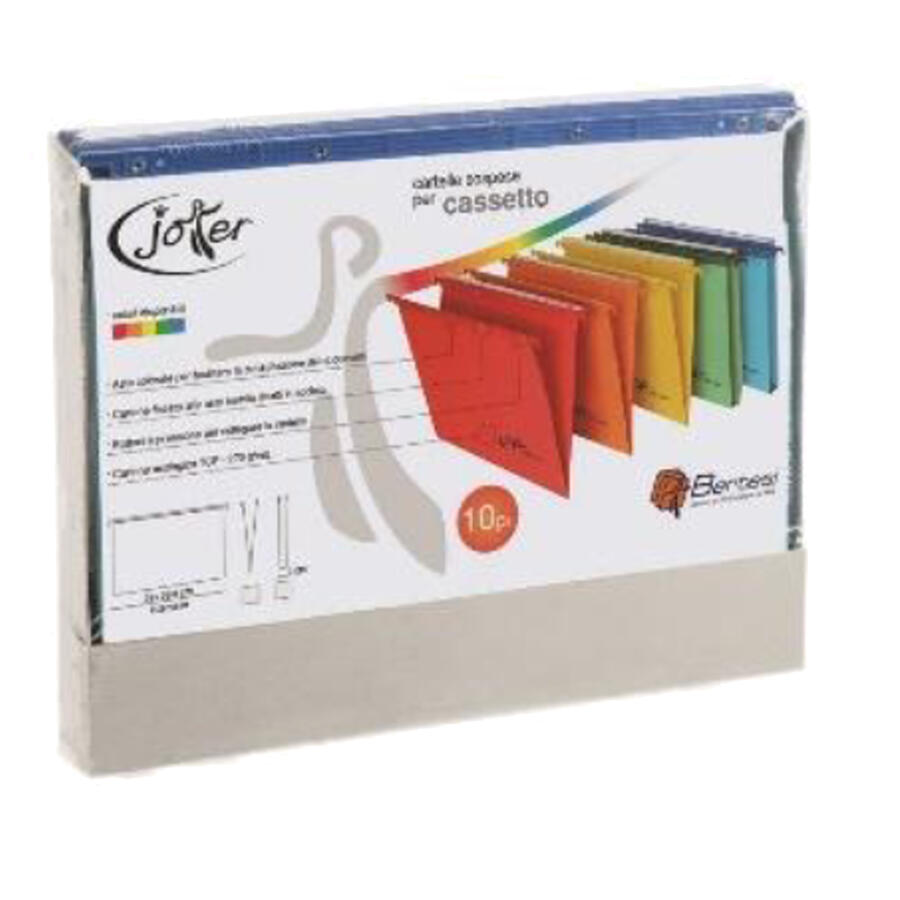 BOX 10 CARTELLE SOSPESE CASSETTO COLORI ASSORTITI  JOKER BERTESI