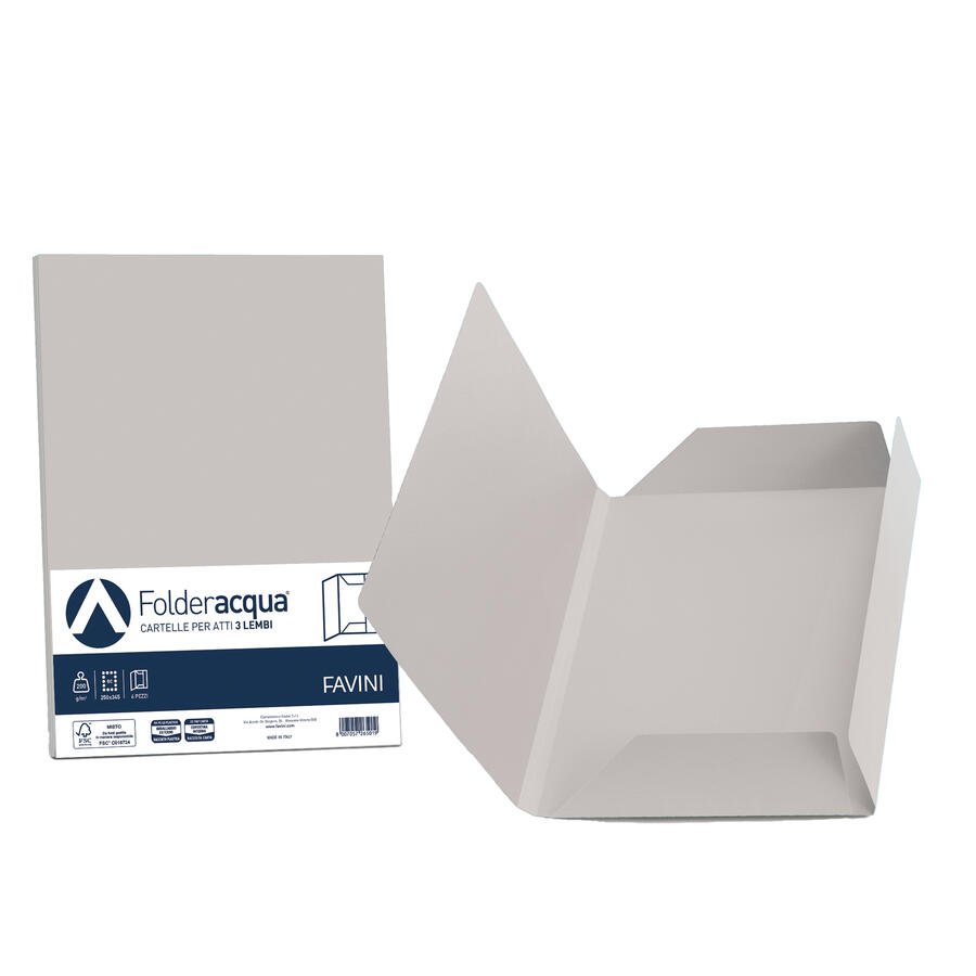 25 cartelline 3 lembi ACQUA 200gr colori tenui FAVINI