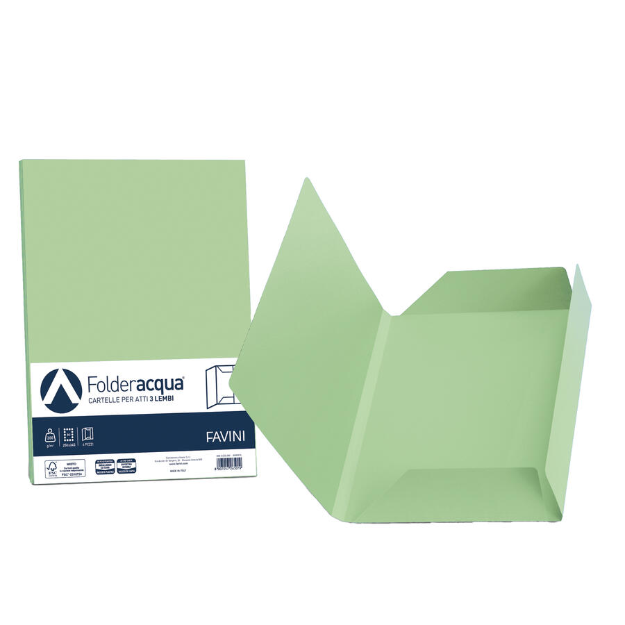 25 cartelline 3 lembi ACQUA 200gr colori tenui FAVINI