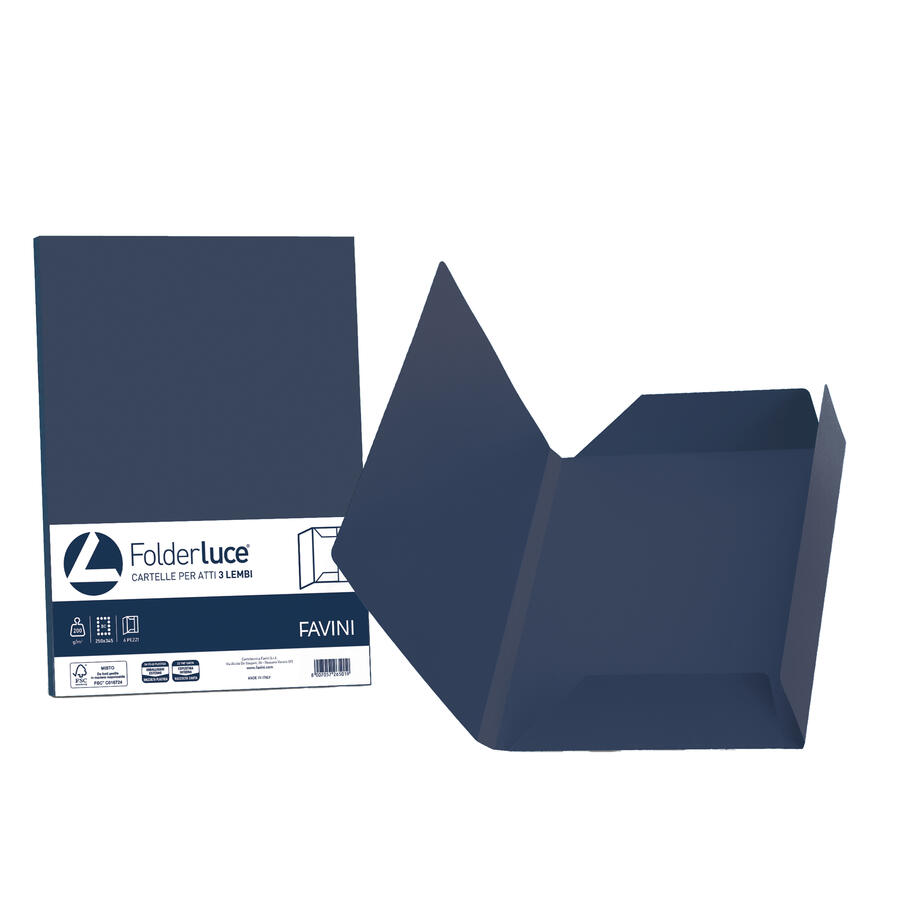 25 cartelline 3 lembi LUCE 200gr colori forti FAVINI