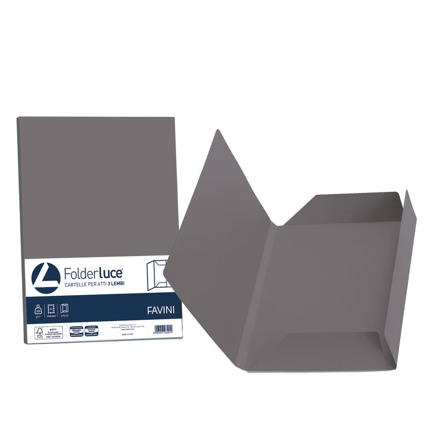 25 cartelline 3 lembi LUCE 200gr colori forti FAVINI