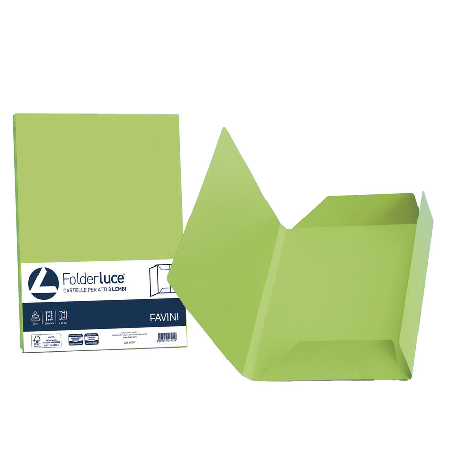 25 cartelline 3 lembi LUCE 200gr colori forti FAVINI