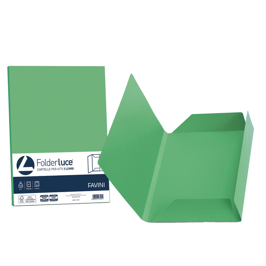 25 cartelline 3 lembi LUCE 200gr colori forti FAVINI