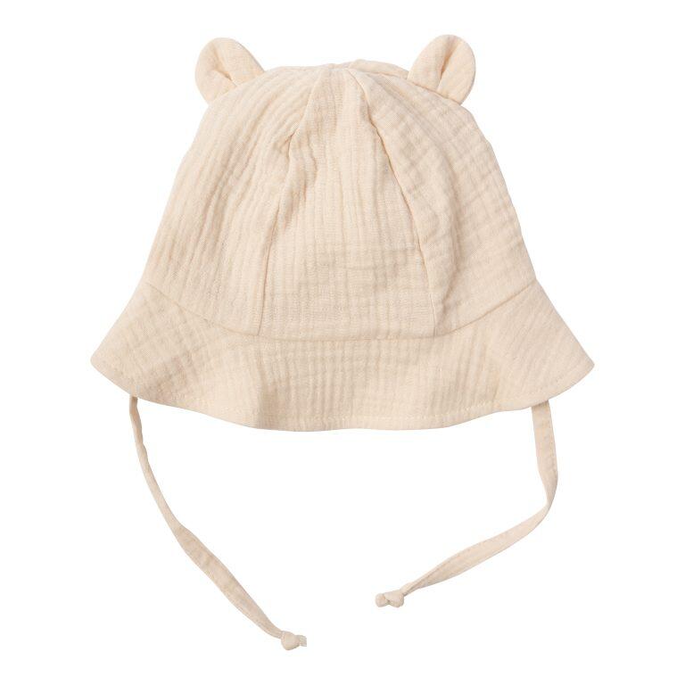 Cappello da sole in mussola con orecchie Teddy – Cotone bio GOTS - Misure e colori assortiti