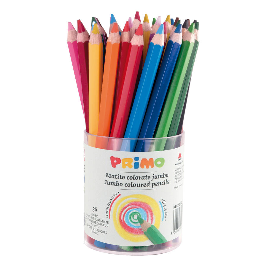 Pastelli Colorati MAXI JUMBO 100 FSC 12 varianti di colori PRIMO