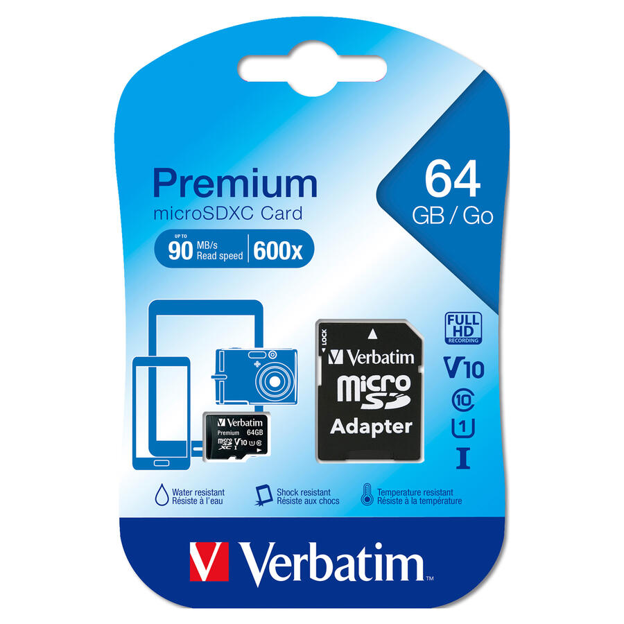 Micro SD CARD HC Classe 10 fino a 45 mb/s VERBATIM