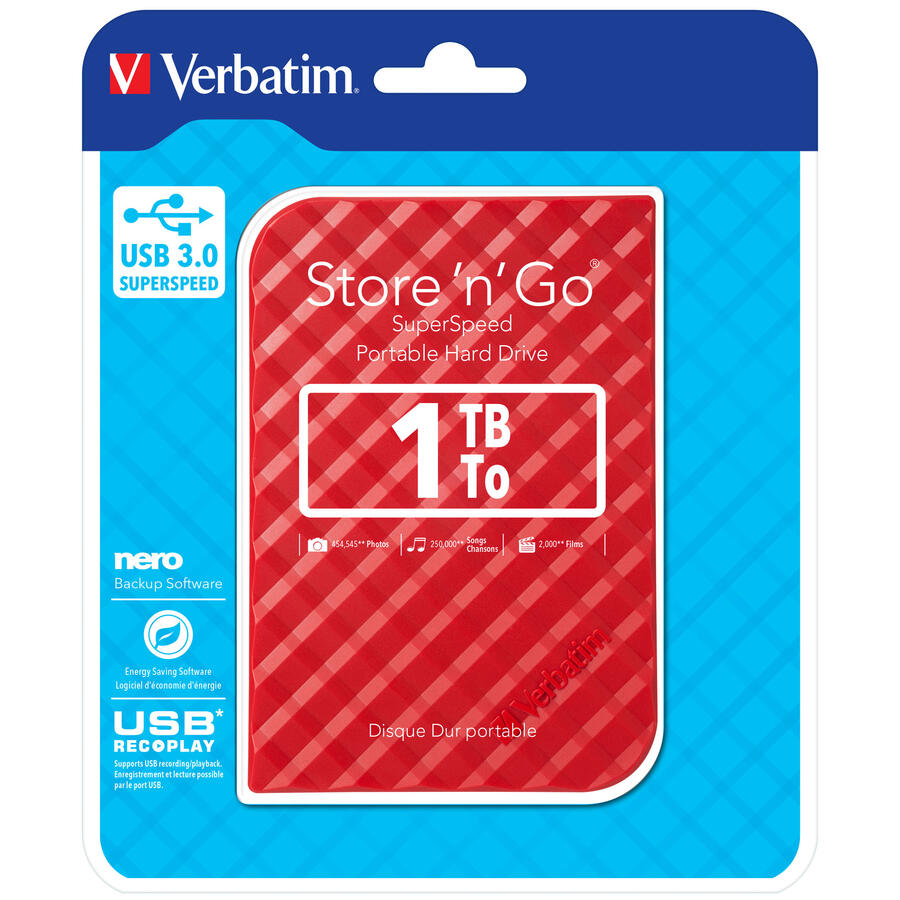 Hard Disk UBS Portatile STORE 'N' GO USB 3.0 spessore 9.5 mm VERBATIM