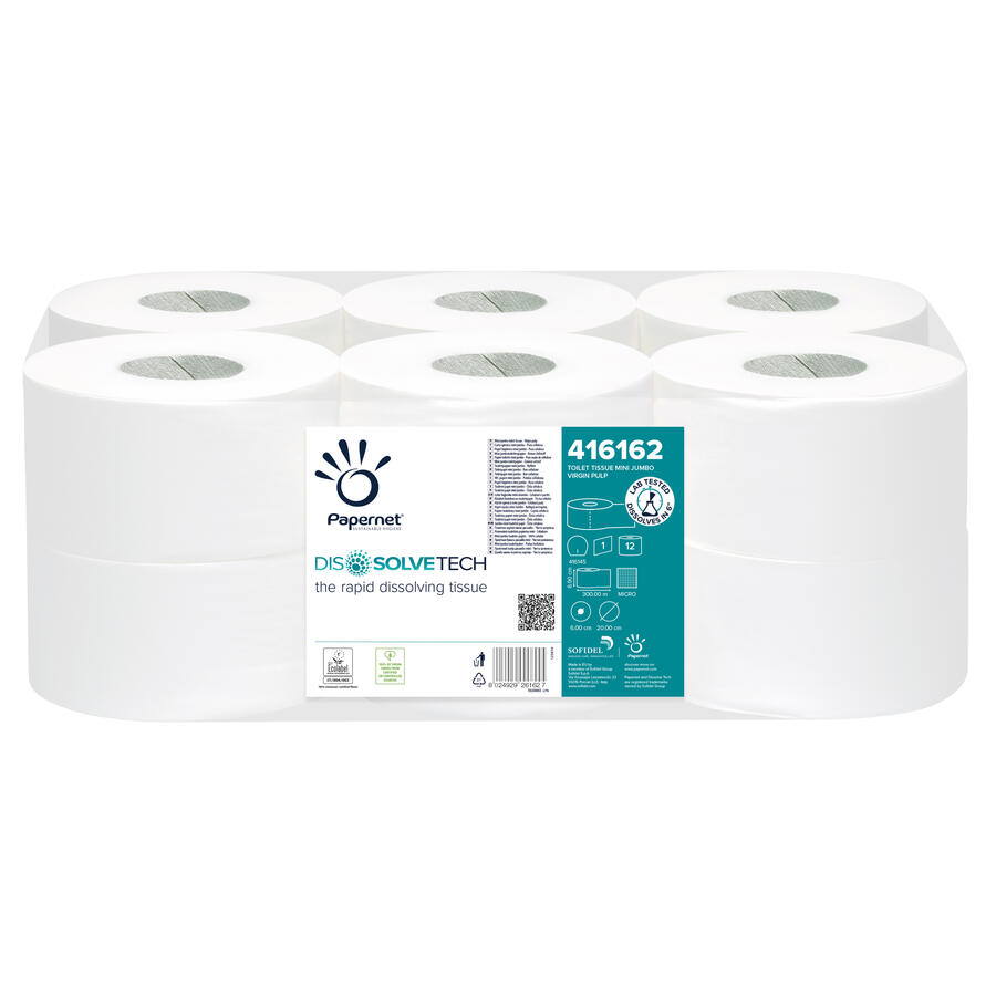 Carta Igienica Jumbo DISSOLVE TECH 2 Veli Microgoffrata 150 mt PAPERNET