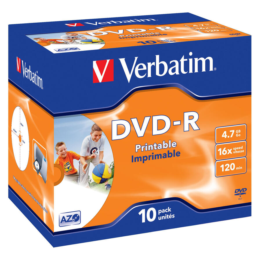 DVD-R 16X 4.7GB 120 Min. Stampabile VERBATIM