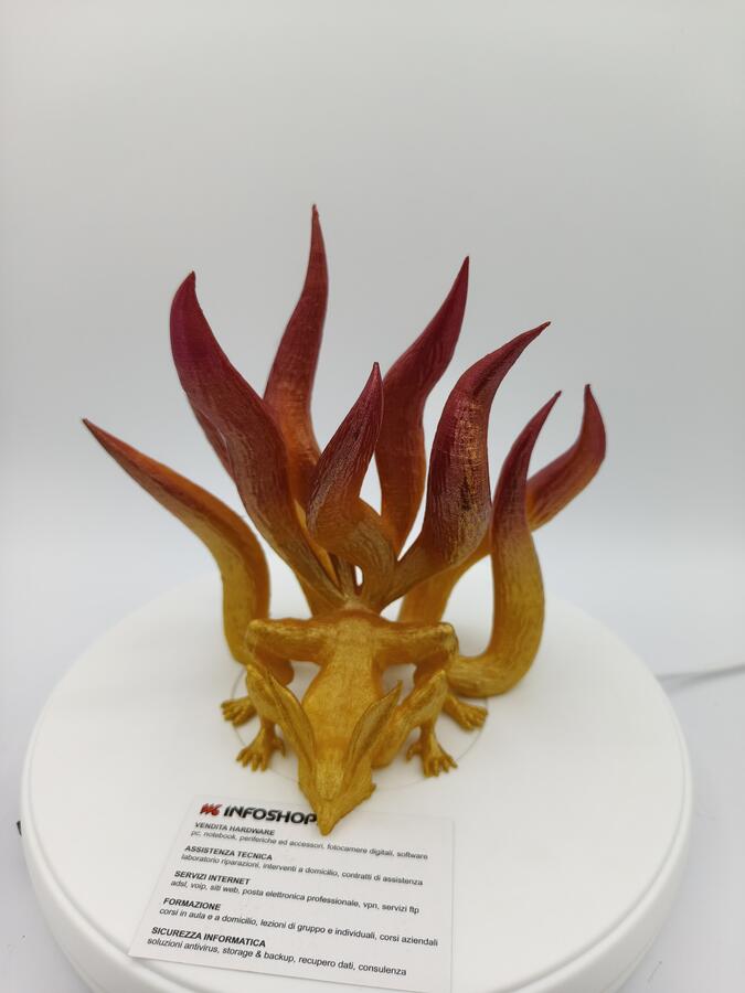 KITSUNE, Volper a 9 code colorata a mano - Stampa 3D -