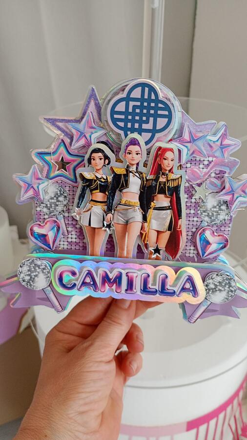Cake Topper 3D "Huntrix" K-Pop Demon Hunters Personalizzato - 20 cm