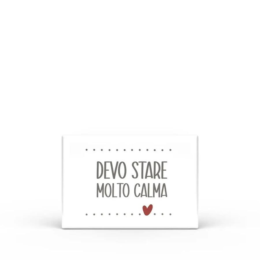 L'Angolo delle Idee Calamita Rettangolare "Parole Sante" — legno laccato 8x5,5 cm, 16 frasi ironiche a scelta