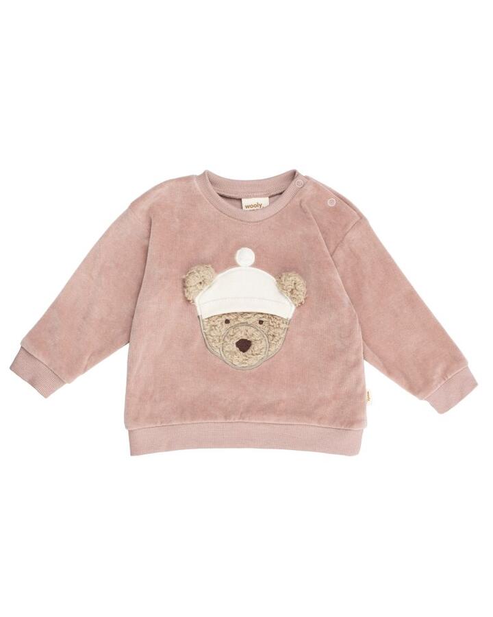 Maglione in velluto di cotone biologico con teddy ricamato – GOTS