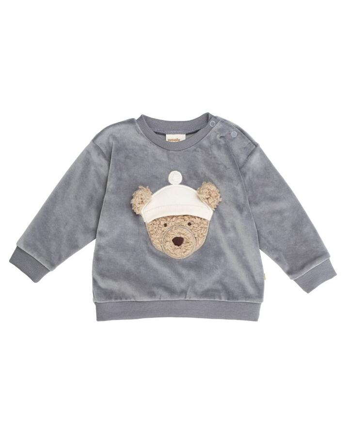Maglione in velluto di cotone biologico con teddy ricamato – GOTS