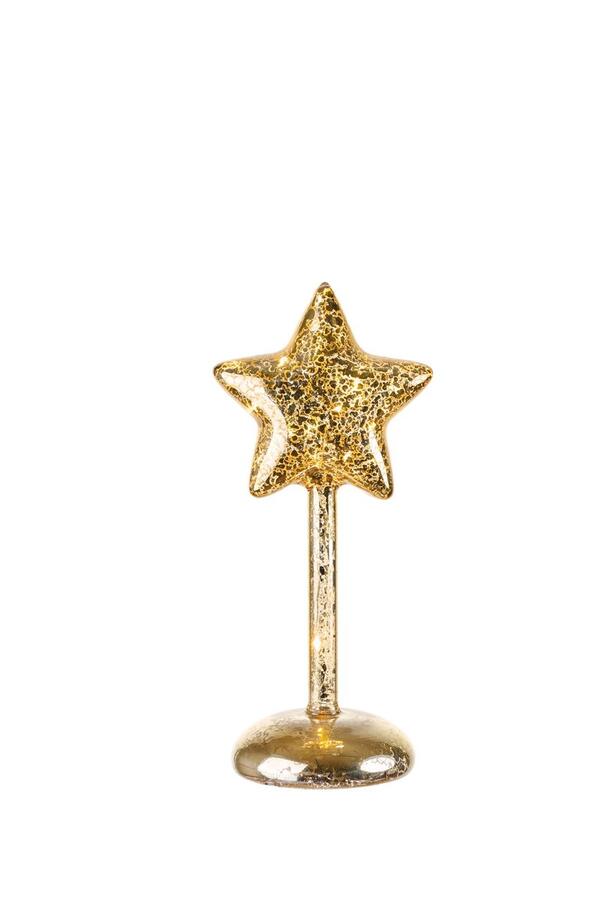 L'Oca Nera Decorazione Luminosa "Danza di Luce" — alberi e stelle in vetro dorato con LED, 6 misure a scelta