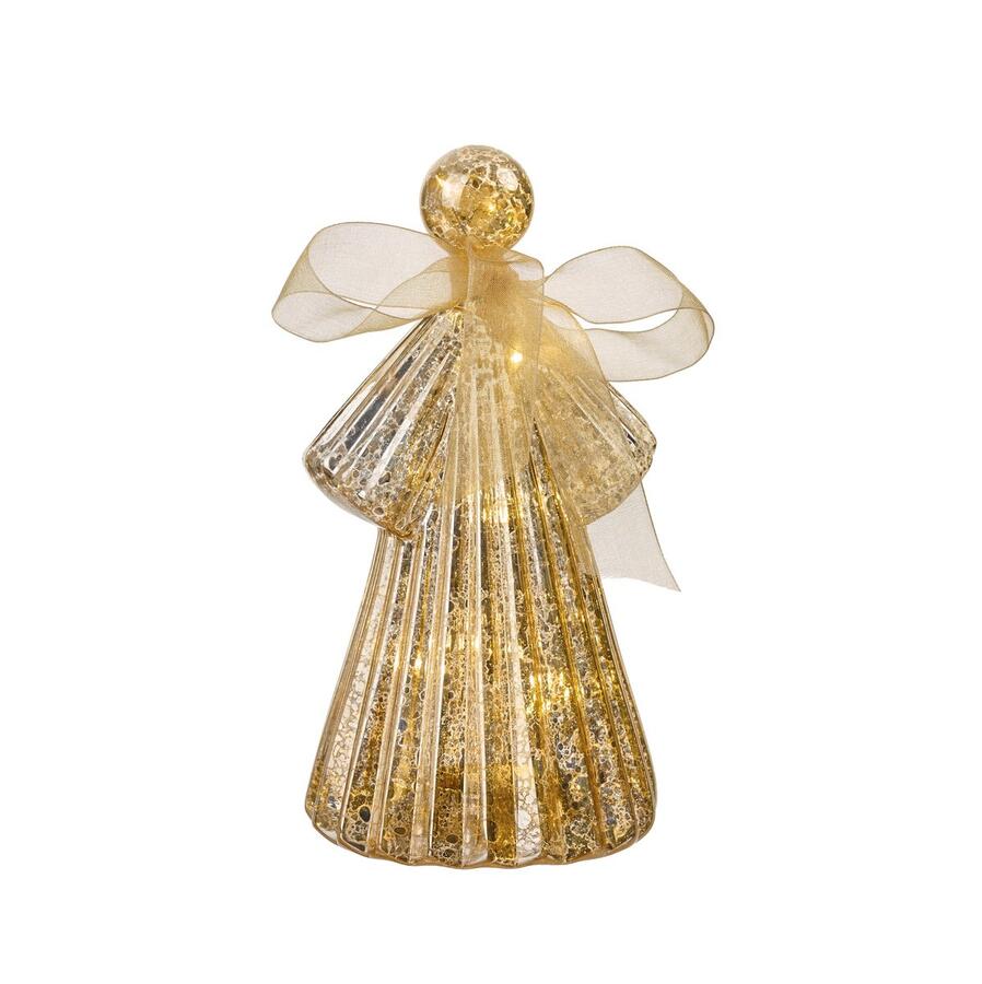 L'Oca Nera Decorazione Luminosa "Angeli di Luce" — angioletti in vetro dorato con LED, 3 misure a scelta