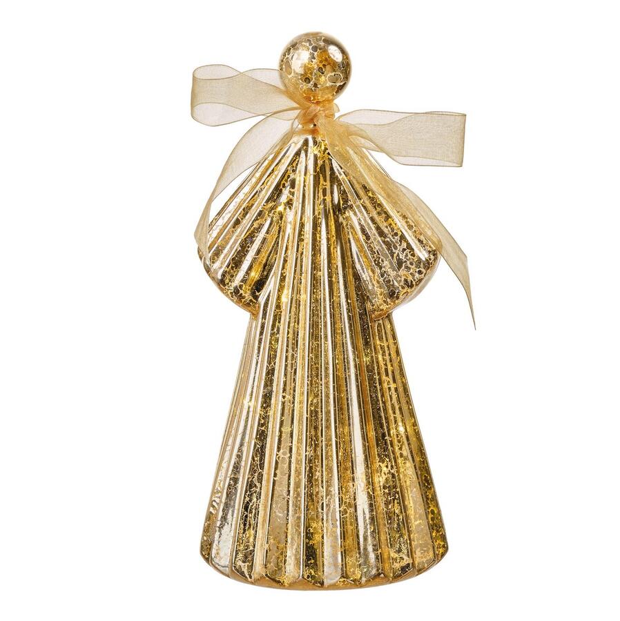 L'Oca Nera Decorazione Luminosa "Angeli di Luce" — angioletti in vetro dorato con LED, 3 misure a scelta