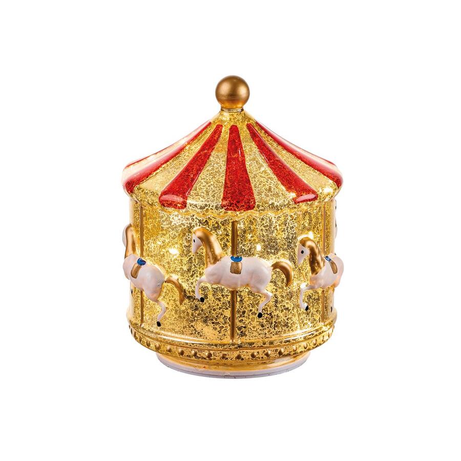 L'Oca Nera Decorazione Luminosa "Christmas Carousel" — vetro con LED e movimento, 4 soggetti a scelta