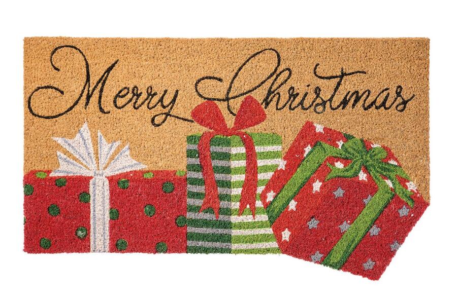 L'Oca Nera Zerbino Natalizio "Benvenuto Natale!" — fibra di cocco 75x45cm, 5 fantasie