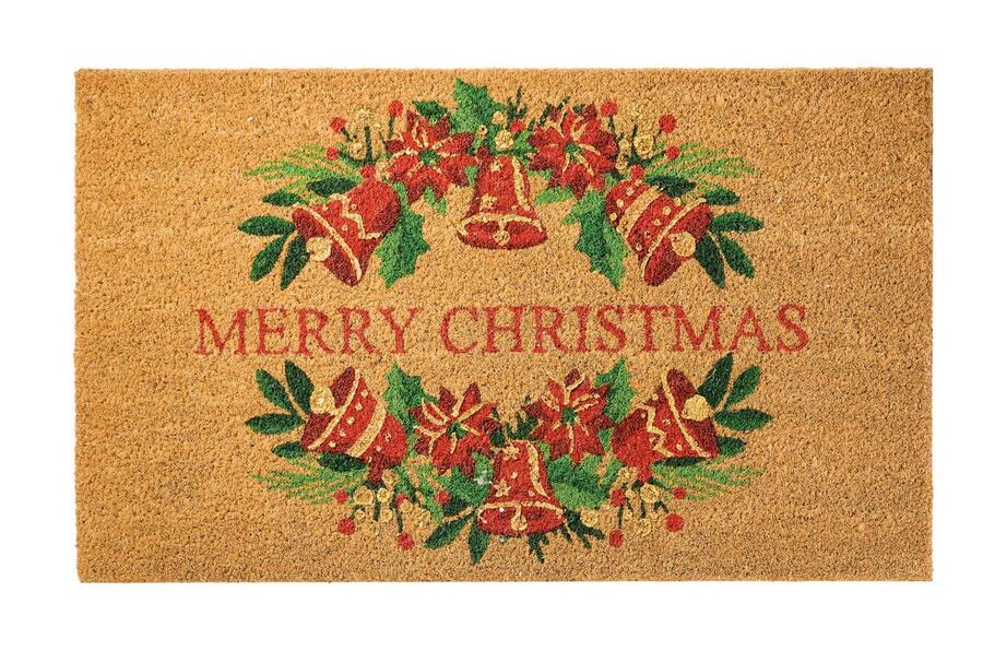 L'Oca Nera Zerbino Natalizio "Benvenuto Natale!" — fibra di cocco 75x45cm, 5 fantasie