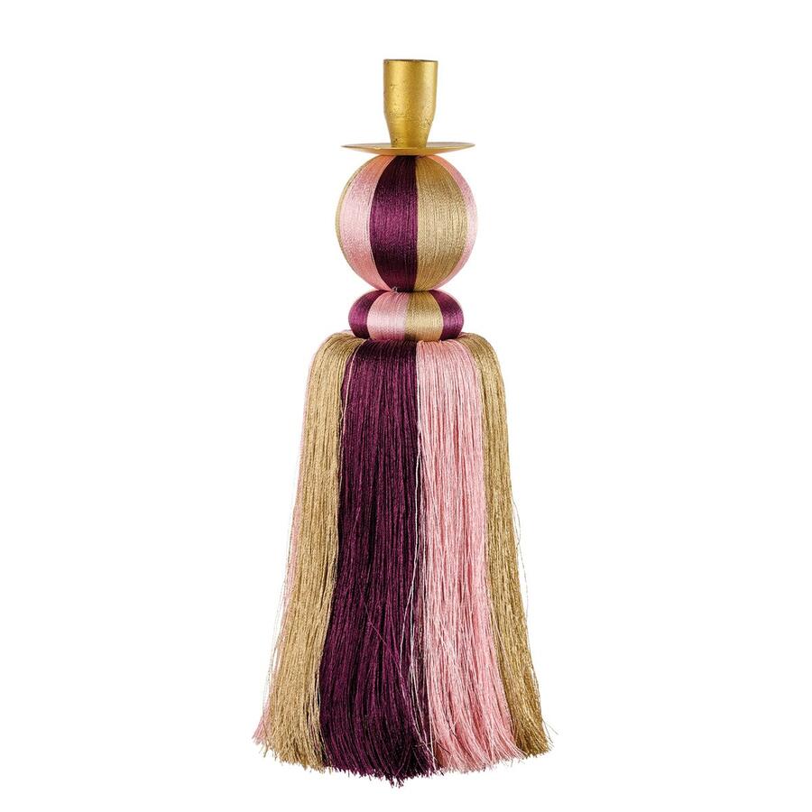 L'Oca Nera Candelabro "Stripes & Gold" — decorazione da appoggio in poliestere, 2 colori e 2 altezze