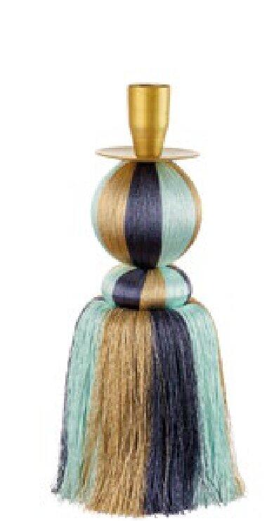 L'Oca Nera Candelabro "Stripes & Gold" — decorazione da appoggio in poliestere, 2 colori e 2 altezze