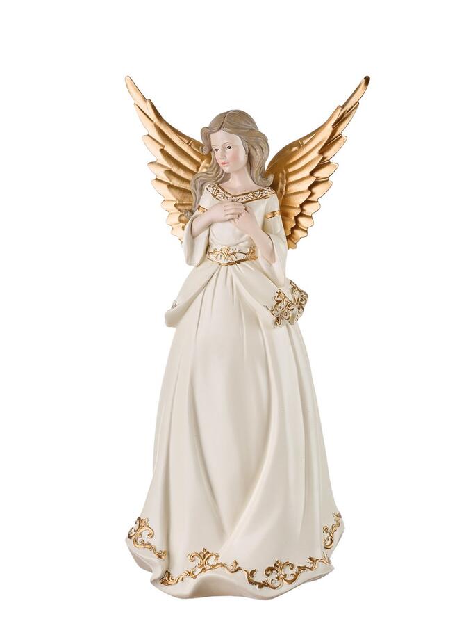 L'Oca Nera Angelo Dolci Custodi — statuina natalizia in resina e metallo con ali dorate, 32cm, 2 pose